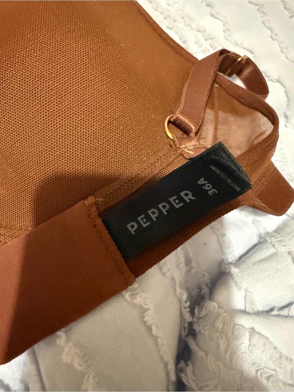 Pepper Brown 36A Adjustable All You Mesh Overlay Bra